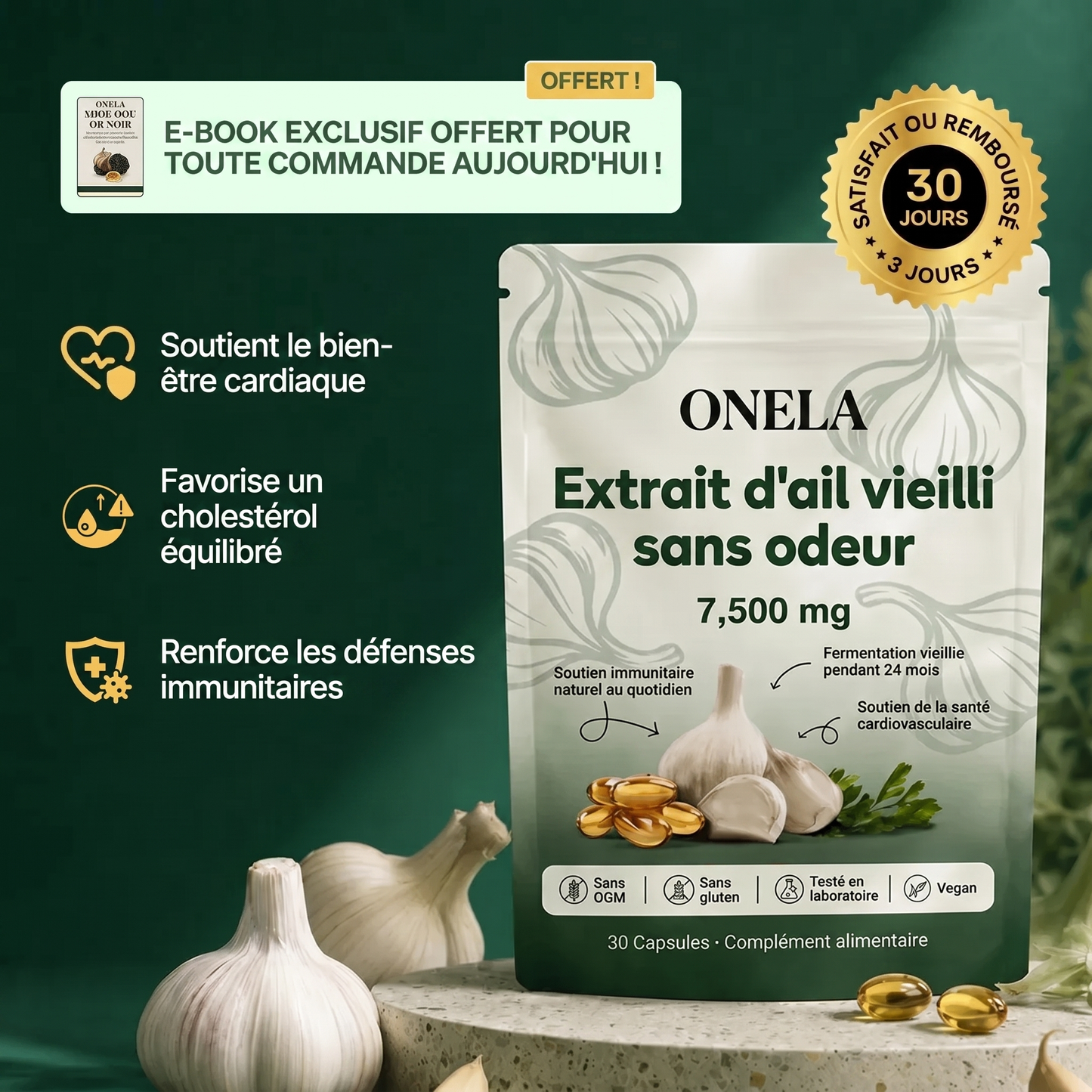 Extrait d'ail vieilli – Capsules sans odeur 7500 mg
