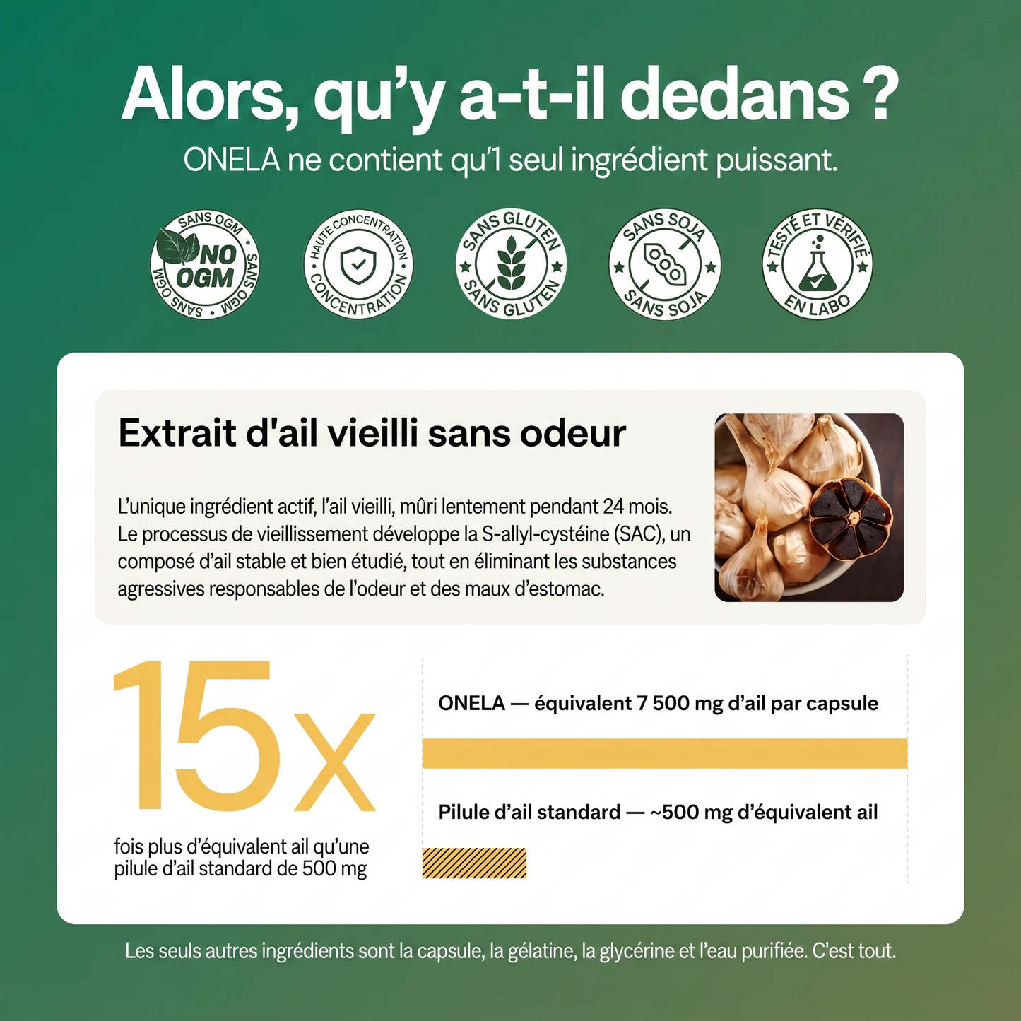 Extrait d'ail vieilli – Capsules sans odeur 7500 mg