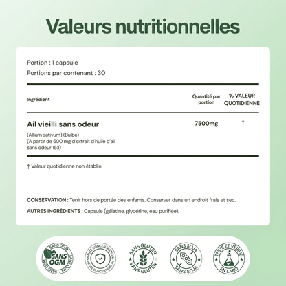 Extrait d'ail vieilli – Capsules sans odeur 7500 mg